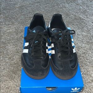 Kids 12k Adidas Black and White Samba Sneakers